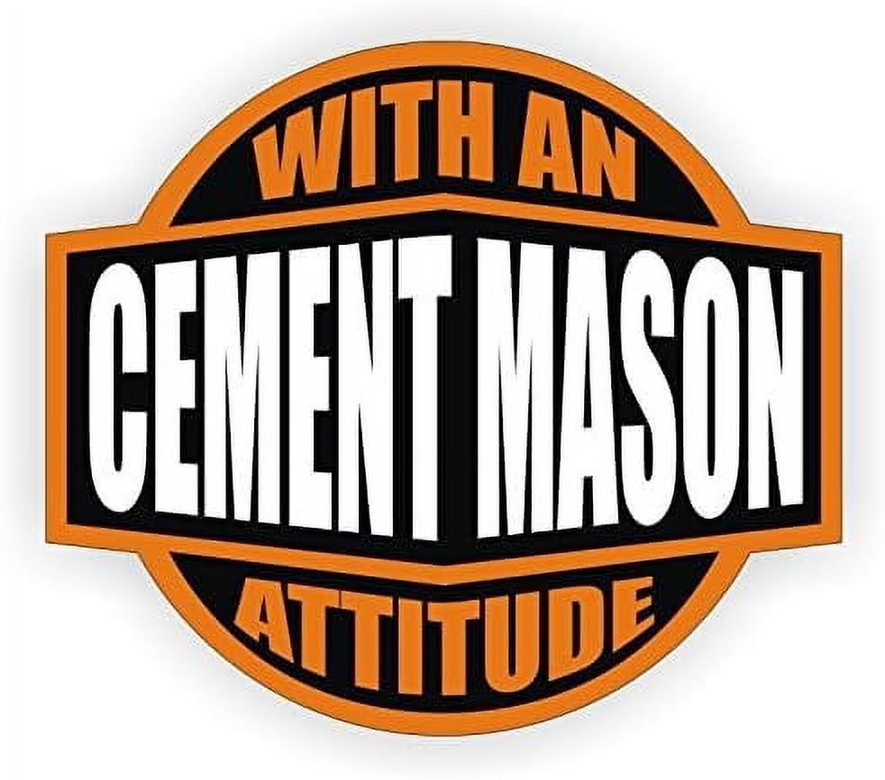 Two Pack Sticker 2 Pack - StickerDad® Cement Mason With An Attitude Printed Hard Hat ...