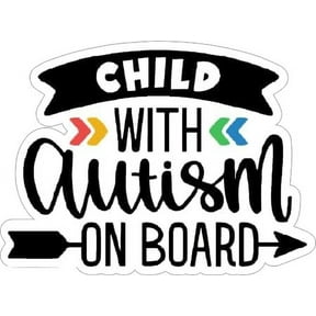 2 Pack - StickerDad Child with Autism On Board V1 Full Color Printed Sticker - (Size: 5" Color: Full) - for Car, Truck, Windows, Walls, Bumpers, Laptop, Lockers, etc.
