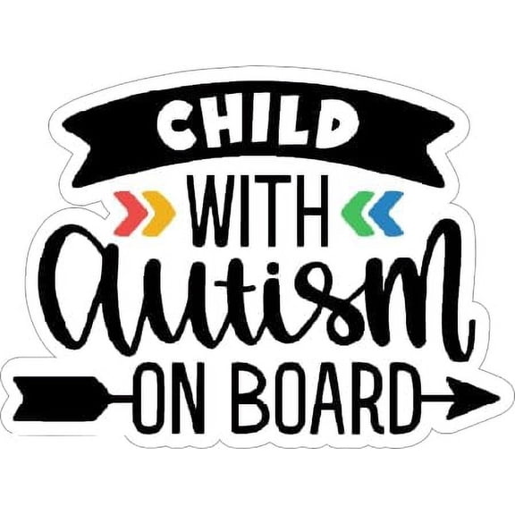 2 Pack - StickerDad Child with Autism On Board V1 Full Color Printed Sticker - (Size: 5" Color: Full) - for Car, Truck, Windows, Walls, Bumpers, Laptop, Lockers, etc.