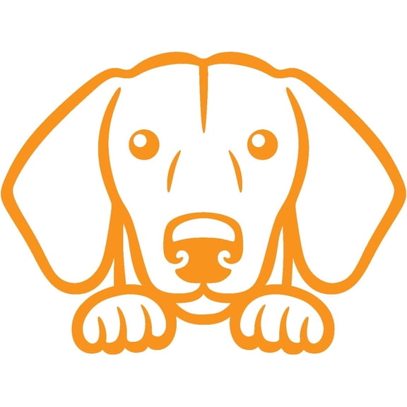 2 Pack - StickerDad Dachshund Peeking V1 Vinyl Decal - Size: 5.5 inch, Color: Orange - Windows, Walls, Bumpers, Laptop, Lockers, etc.