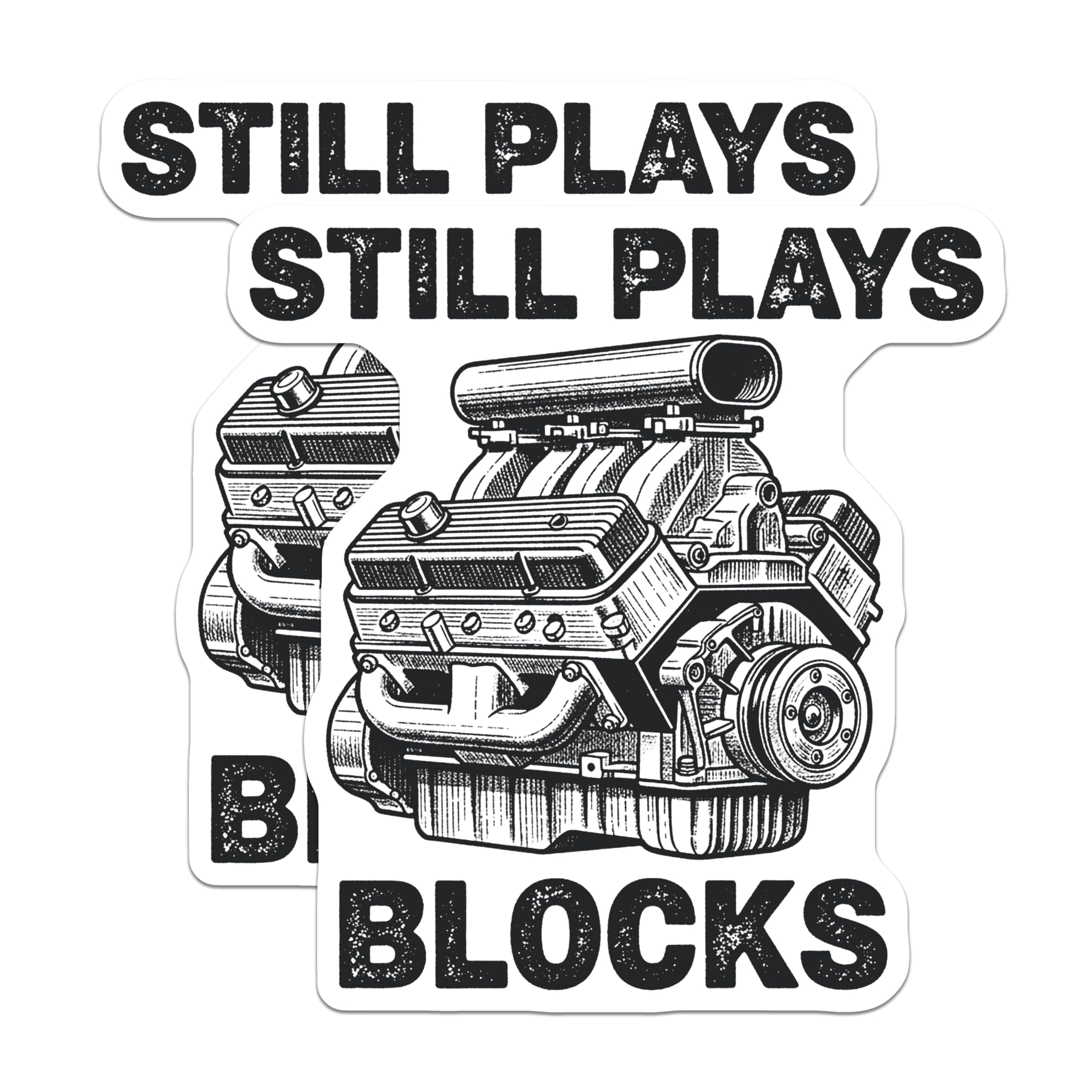 (2 Pack) Still Plays Blocks Stickers - Engine Humor Stickers - Mechanic ...