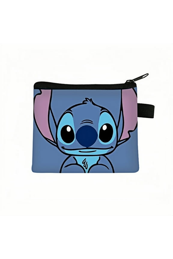 2-Pack Stitch Kawaii Anime Mini Wallet Set -Zippered Coin Purse & Polyester Card Holder