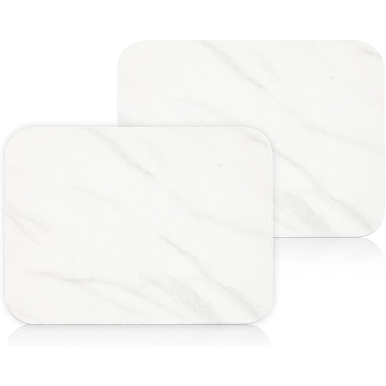 2-Pack Stone Dish Drying Mats - Super Absorbent Diatomaceous Earth, 16x12 Inches, White Marble