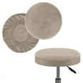 thumbnail image 1 of 2 Pack Stool Cover Velvet Round Bar Stool Cover Protector Round Seat Cushion Cover Slipcover, Grey Brown S (12"-14"), 1 of 8