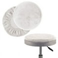 thumbnail image 1 of 2 Pack Stool Cover Velvet Round Bar Stool Cover Protector Round Seat Cushion Cover Slipcover, Ivory S (12"-14"), 1 of 8
