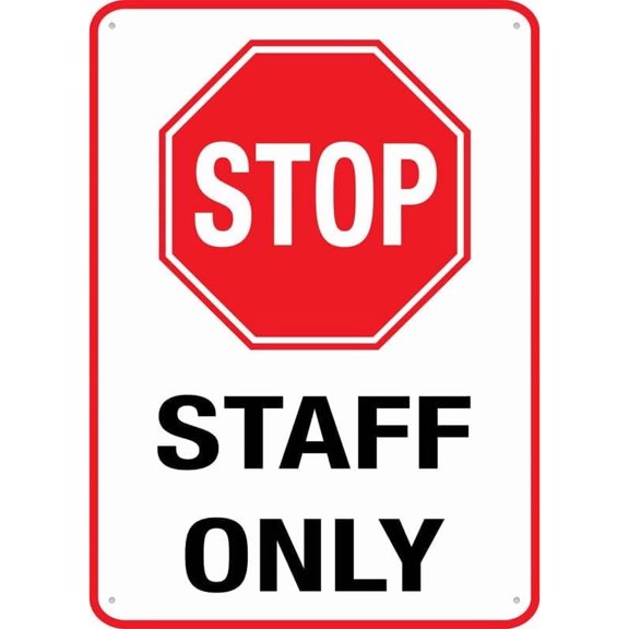 2 Pack Stop Staff Only Sign 12 X 8 Inch Metal Sign, Rustproof Aluminum, Multicolor