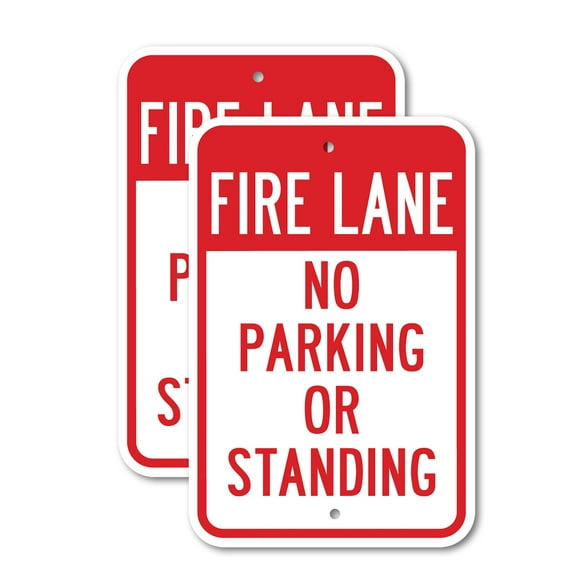 (2 Pack) No Stopping or Standing - Fire Lane No Parking Or Standing | 18" X 24" Heavy-Gauge Aluminum Sign | Rust Free Aluminum, Weather Resistant, Waterproof, Fade Resistant, 2