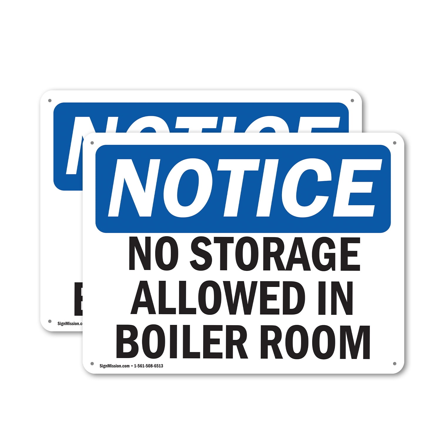 (2 Pack) No Storage Allowed In Boiler Room OSHA Notice Sign 14 Inch X ...