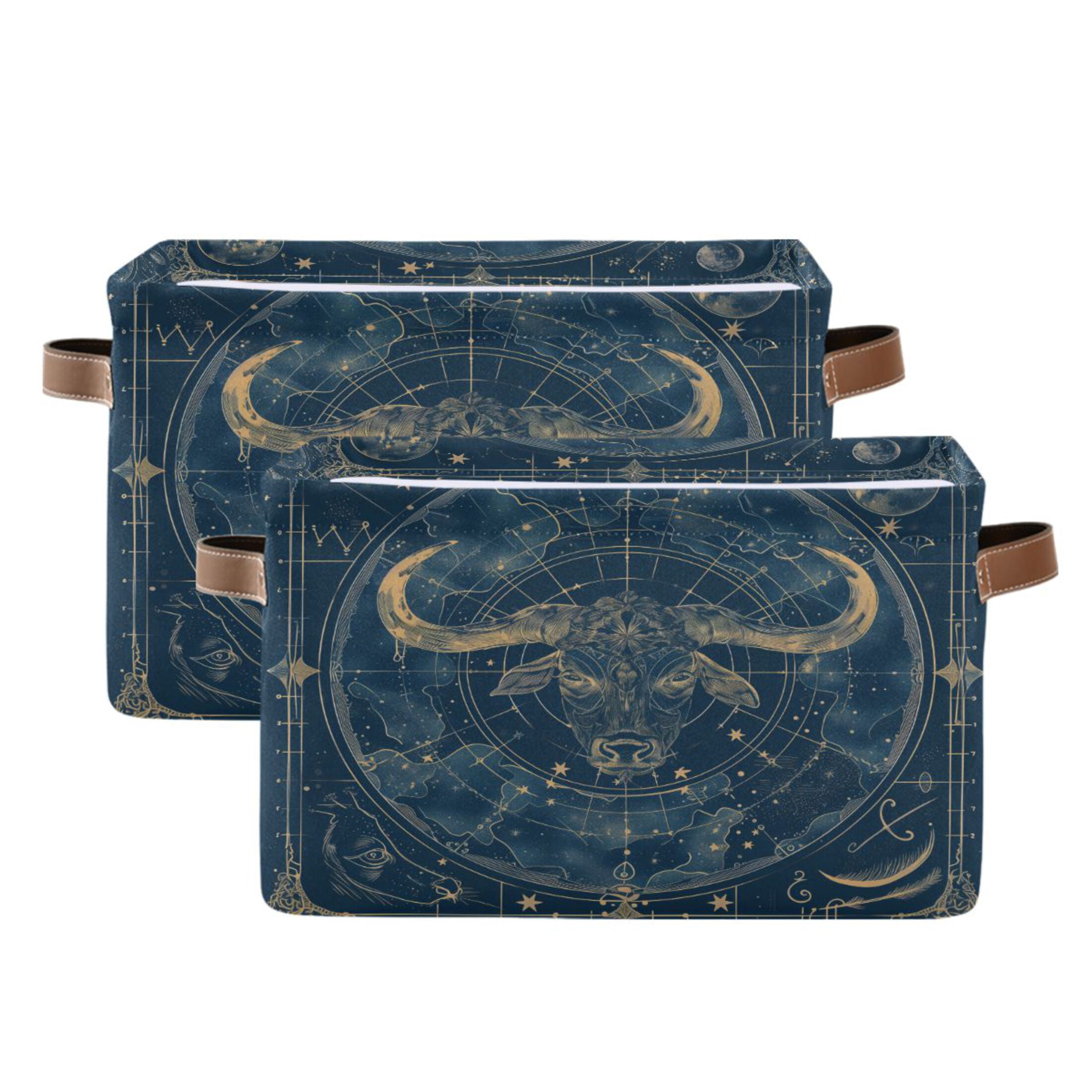 2 Pack Storage Bins with Handle Fabric Organizer Basket Foldable Box ...