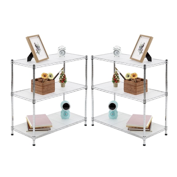 EFINEHOME Adult Classroom 3-Shelf Steel Storage Shelves Dimensions: 30"W x 14"D x 30"H with Adjustable Rack, Total Capacity 330 lb, Shelf Capacity 110 lb, Silver, 2 Count, 2 Pack