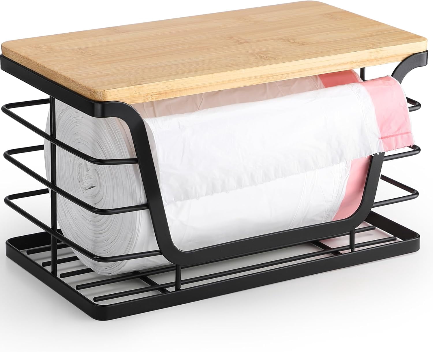 2 Pack Storage Stackable Kitchen Laundry Organizers with Bamboo Top ...