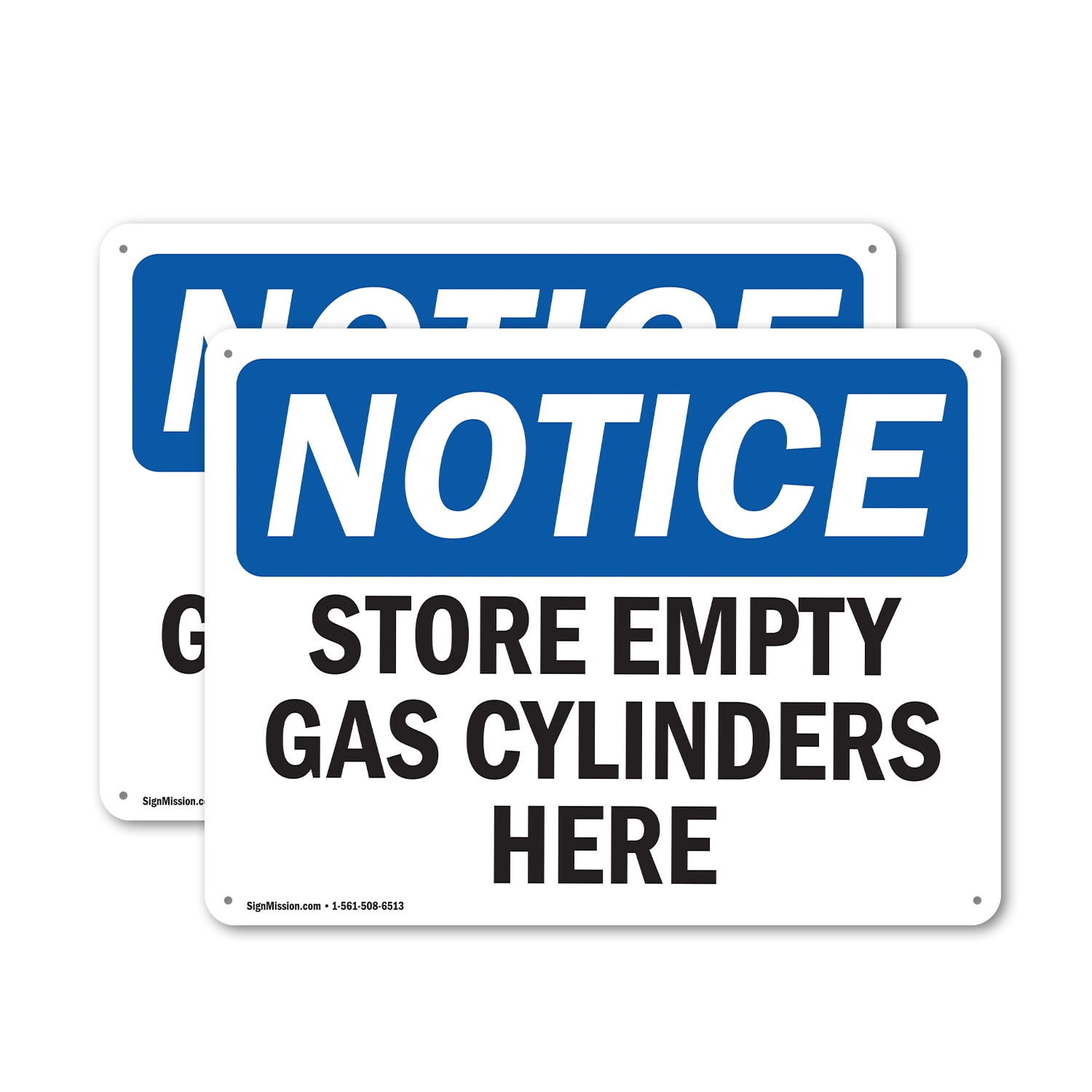 (2 Pack) Store Empty Gas Cylinders Here OSHA Notice Sign 24 Inch X 18 ...