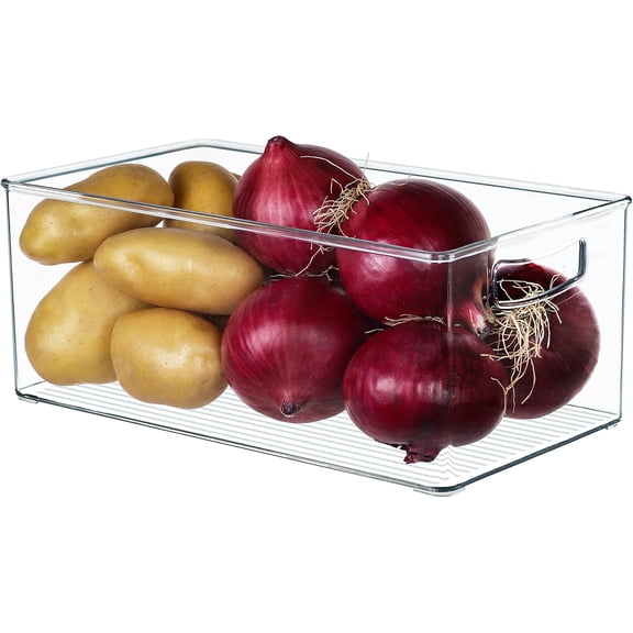 2 Pack Straight Sides Stackable Pantry Organizer Bins for Home Edit - 13.5''L x 7.5''W x 5.5''H