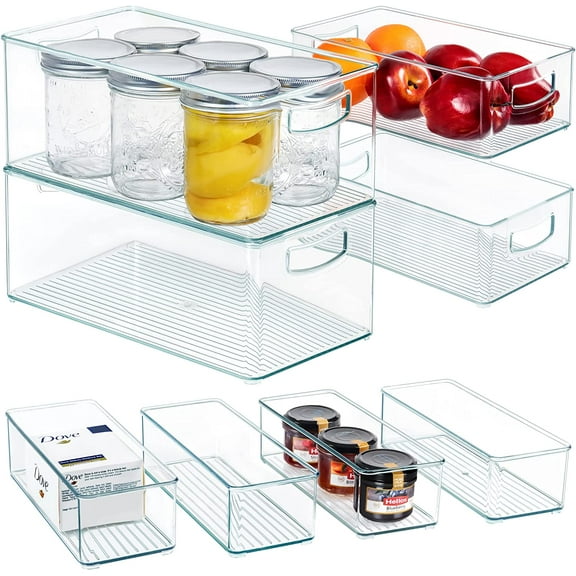 2 Pack Straight Sides Stackable Pantry Organizer Bins for Home Edit - 13.5''L x 7.5''W x 5.5''H