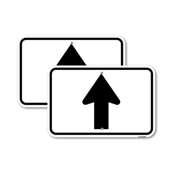 (2 Pack) Straight Thru Sign - Straight Thru (Symbol) Sign | 12" X 18" Heavy-Gauge Aluminum Sign | Rust Free Aluminum, Weather Resistant, Waterproof, Fade Resistant, 2 Pre-drilled Holes