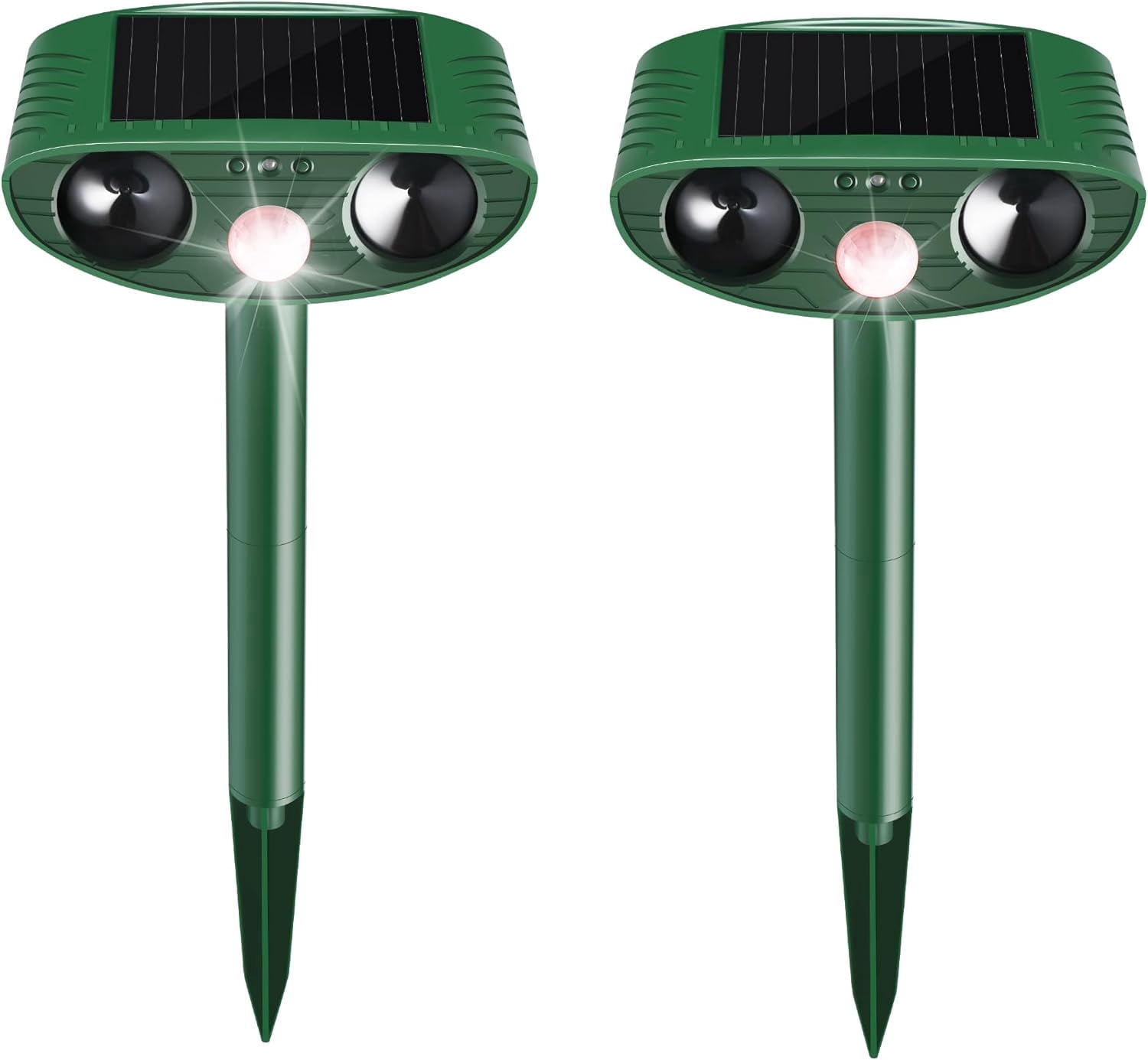 2 Pack Stray Cat Deterrent Outdoor Solar Powered, Motion Activated Ultrasonic Animal Repeller for Gardens Yards, Repels Deer Squirrels Skunks Rabbits, Humane Critter Ridder & Bear Deterrent Devices