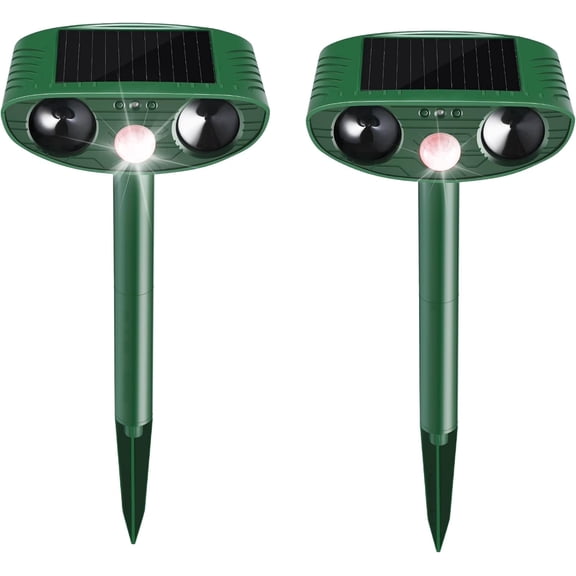 LEOFI Motion Activated Ultrasonic Animal Repeller Solar Powered Outdoor Humane 2 Pack