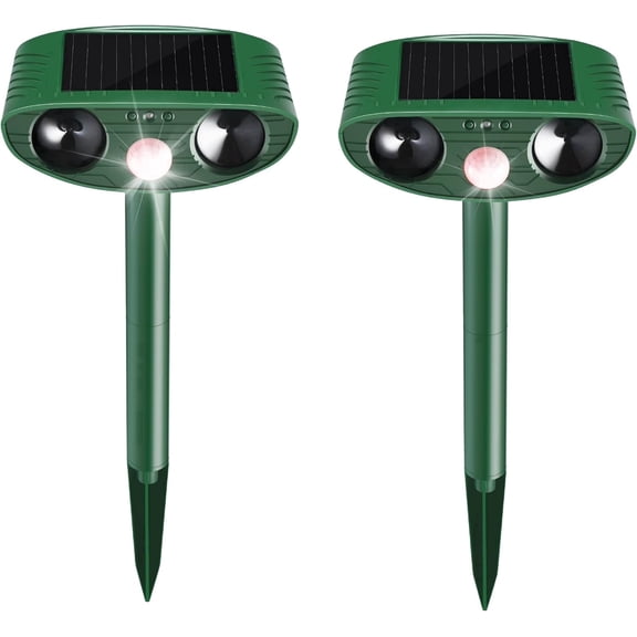 LEOFI Motion Activated Ultrasonic Animal Repeller Solar Powered Outdoor Humane 2 Pack