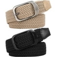 thumbnail image 1 of 2 Pack Stretch Belts for Men Elastic Woven Braided Belt 1 3/8 Casual Golf Belt for Jeans Pants, 1 of 7