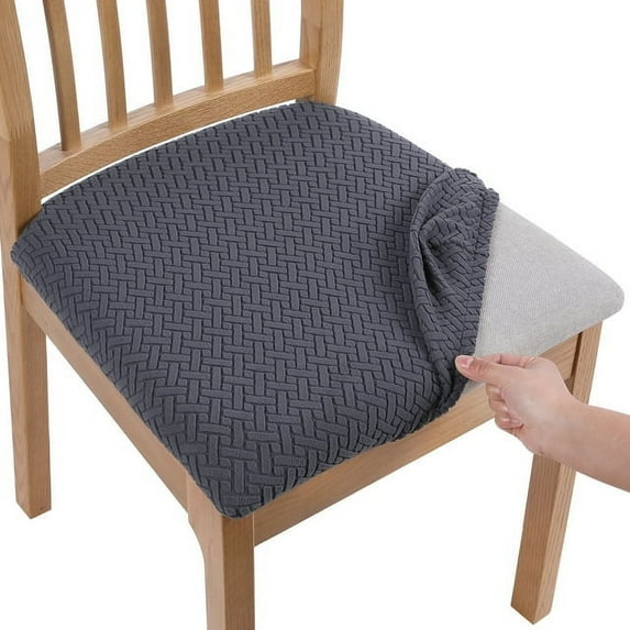 2 Pack Stretch Jacquard Chair Seat Covers, Removable Washable Anti-Dust Dinning Room Chair Seat Cushion Slipcovers