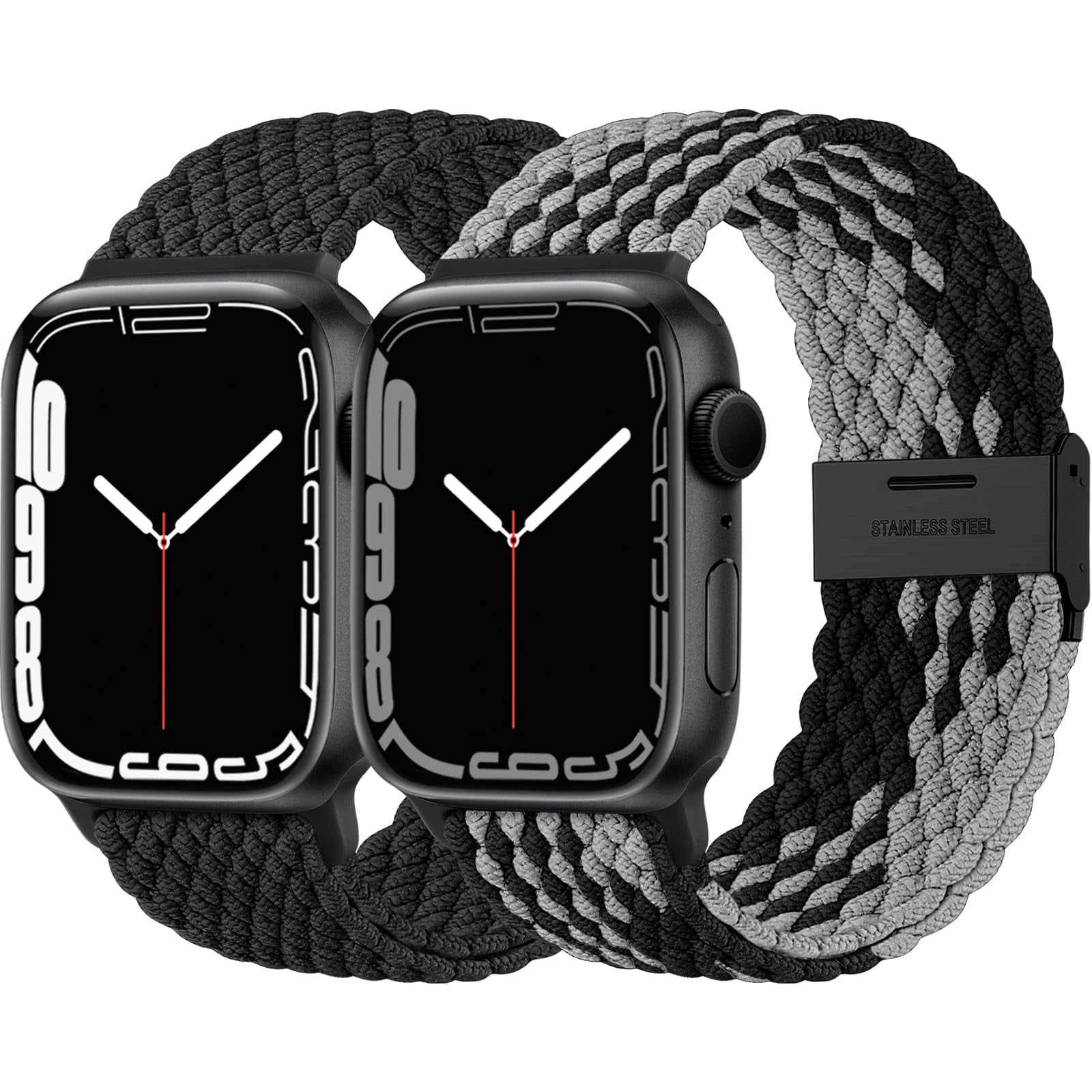2 Pack Stretchy Nylon Bands Compatible for Apple Watch Band 49mm 45mm