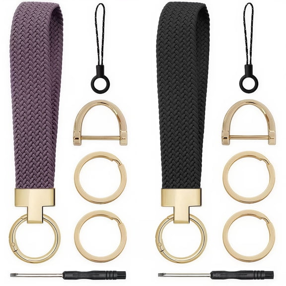 2 Pack Stretchy Wristlet Keychain, Cute Key Chain, Woven Wrist Lanyard for Car Keys with for Women and Men