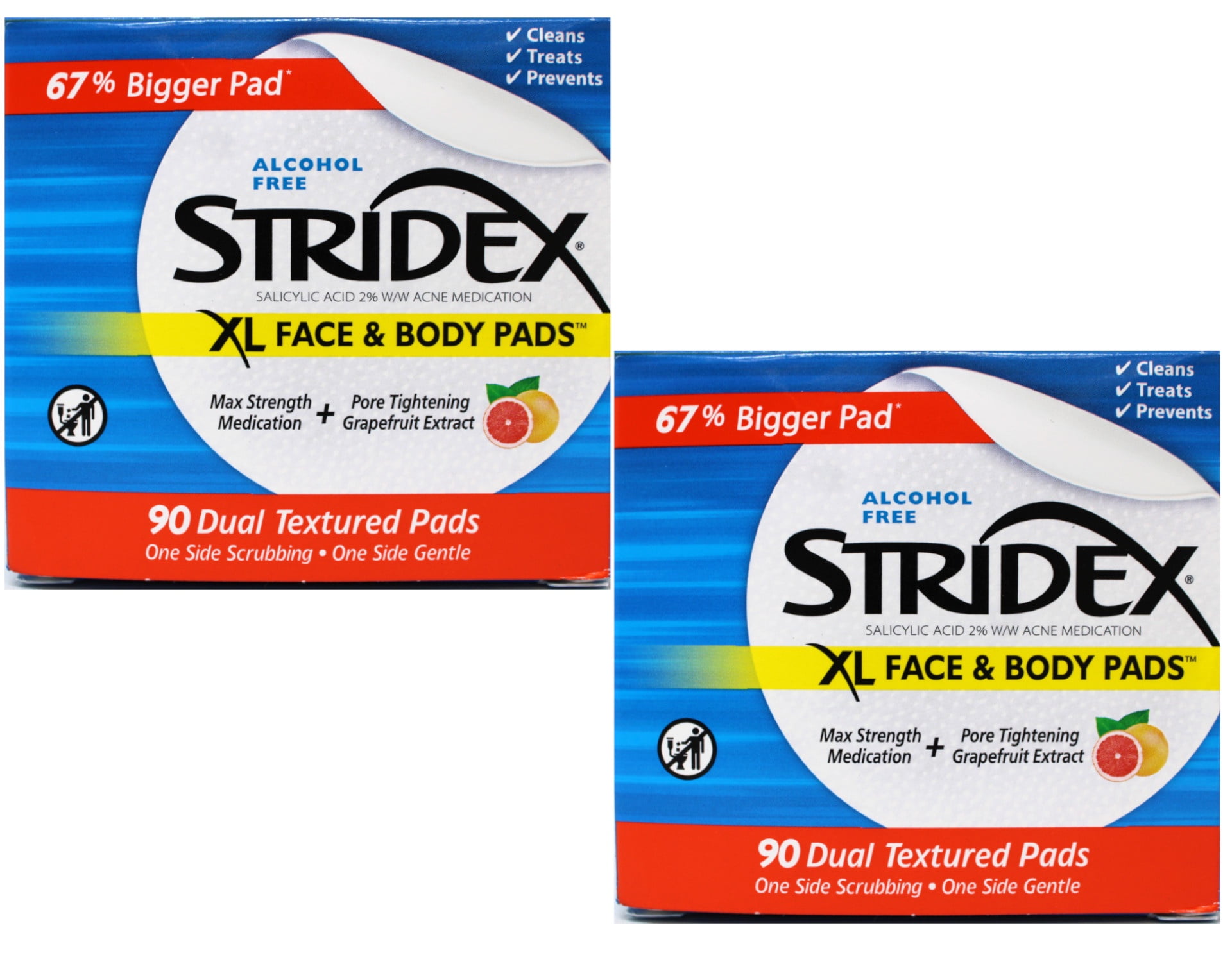 2 Pack - Stridex XL Acne Pads for Face and Body with Salicylic