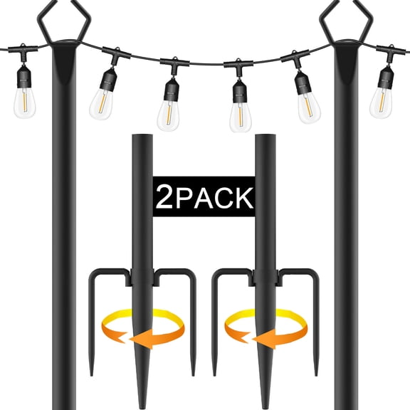 2 Pack  String Light Poles with Base for Backyard Patio Deck Outdoor,10 FT Weatherproof Outside Light Stand for Hanging String Lights