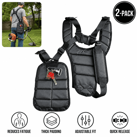 2-Pack String Trimmer Shoulder Strap Padded Brush Cutter Harness, Black