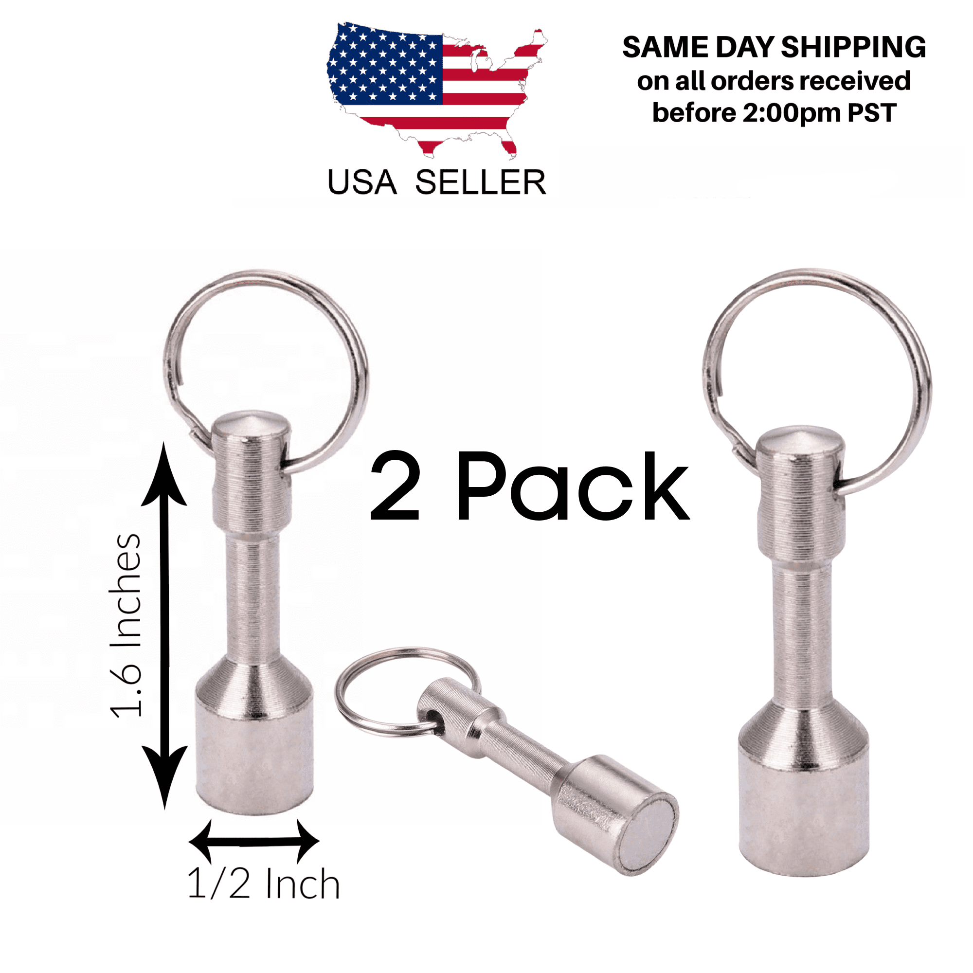 2pcs Keychain Magnet Tester Stainless Steel Strong Magnetic Key Ring,Temu