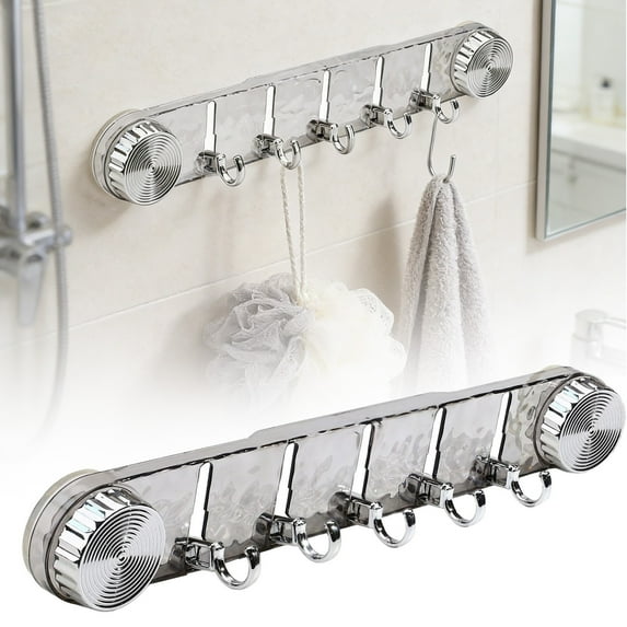 2-Pack Strong Suction Cup Hooks, Modern Acrylic Wave Design, Heavy Duty Bathroom & Kitchen Wall Organizer, Foldable No-Drill Towel Hooks, Removable, Space-Saving, Clear Grey (15.75 × 2.36 in)