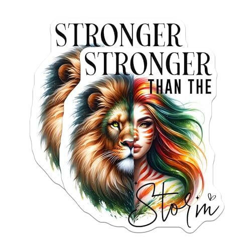 (2 Pack) Stronger Than The Storm Magnets Magnets - Lion Magnet - Animal Art Magnet for Fridge - 5" On Longest Side - Made in USA - Sticks to Refrigerators & Metal Surfaces - MAG9237