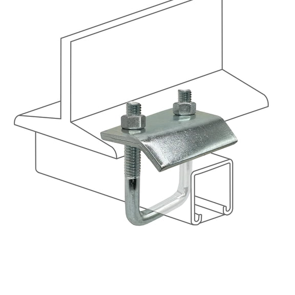 2 Pack Strut to Beam Clamp with Square U-Bolt and Nuts, 13/16" - 1-5/8" Channel (2)