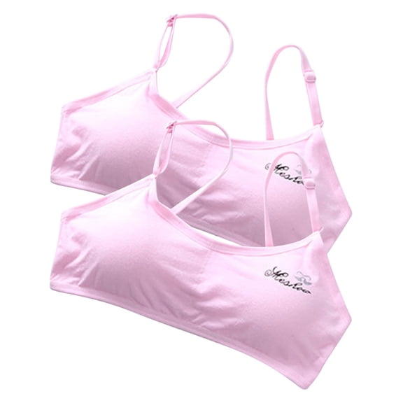 2 Pack Students Girls Everyday Bras Comfy Breathable Tube Tops Anti-exposure Full Cup Underwear Daily Under Clothes