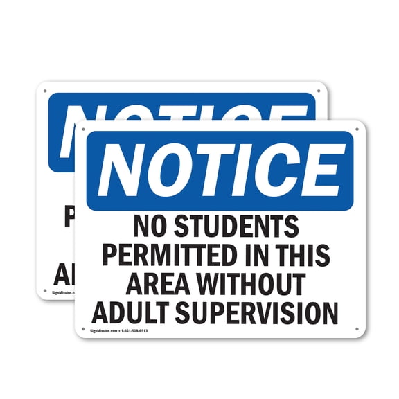 (2 Pack) No Students Permitted In This Area Without OSHA Notice Sign 14 Inch X 10 Inch Indoor / Outdoor Rust-Free Aluminum Metal Signs for Workplace, Workshop, and Construction Site,