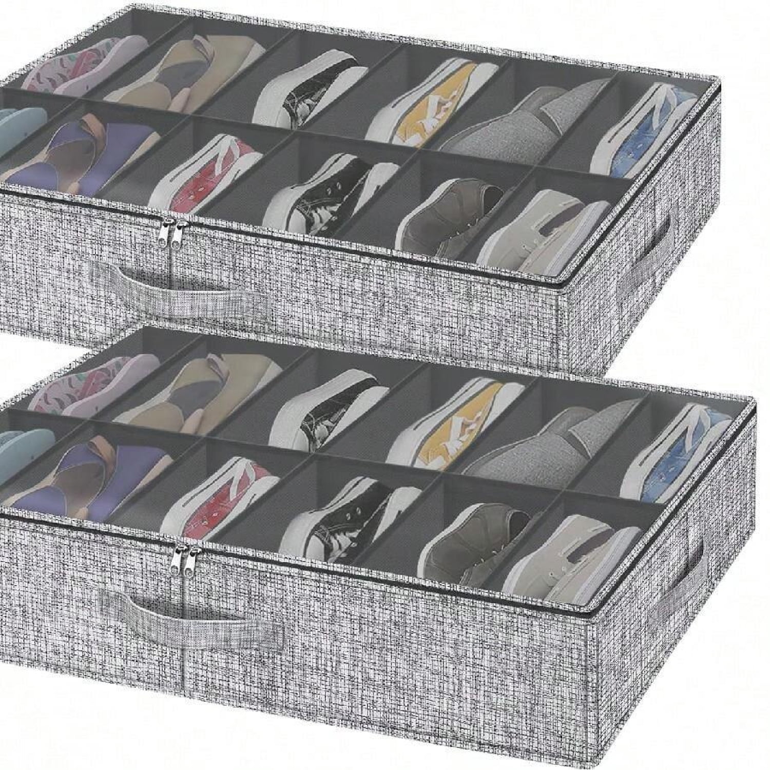 2 Pack Sturdy Under Bed Shoe Storage Organizers, Fit Total 24 Pairs ...