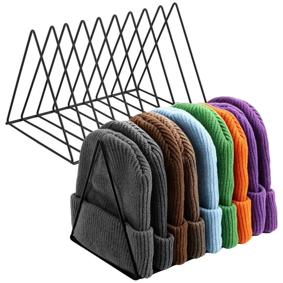 2 Pcs Metal Hat Display Rack, 9-Grid Beanie Organizer for Home Closet, Space-Saving Knitted Hat Storage Rack Display Stand for Baseball Caps, Winter Caps