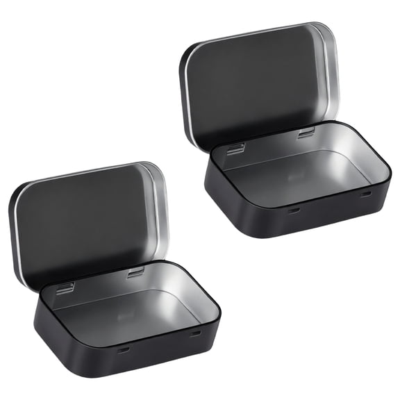 2 Pack Sturdy Iron Storage Boxes Flipped Top Closure Sturdy Tin Containers for Multipurpose Use