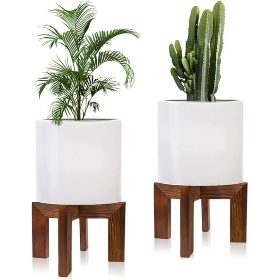 2-Pack Sturdy Wooden Plant Stands for Indoor Pots, Fits 5 to 18-inch Planters