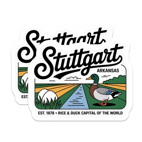 (2 Pack) Stuttgart Arkansas Magnets - Duck Capital - Souvenir Decor - 5" On Longest Side - Premium Magnet - for Cars, Refrigerators, Toolboxes, Lockers - Made in USA - MAG18980