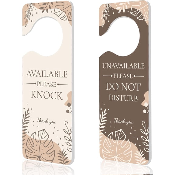 2 Pack Style Do Not Disturb Sign Door Hanger Sign Plants Leaves Pattern Please Knock Door Signs Acrylic Engraved Hanging Signs