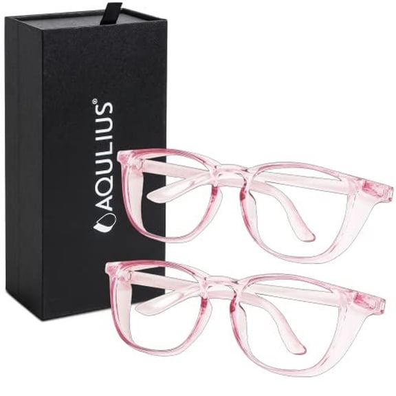 Aqulius Safety Glasses & Goggles for Men & Women - Anti-Fog Shooting Glasses & Chemistry Goggles - Scratch-Resistant Lens & Protective Eyewear with Side Shields - Pack of 2, Pink