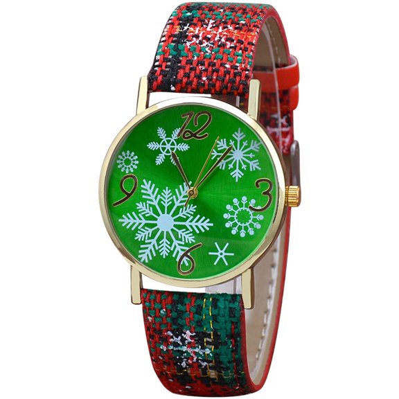 (2 Pack) Stylish Women's Watch - Christmas Casual Leather Snowflake Quartz Timepiece for Holiday Gifting and Everyday Wear