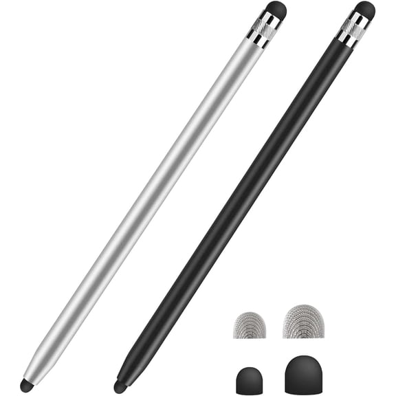2 Pack Stylus Pens for Touch Screens, High Sensitivity Precision Capacitive Stylus Pen Compatible with iPad iPhone Samsung Tablets All Universal Touchscreen Devices with 4 Rubber Tips (2 Colors)