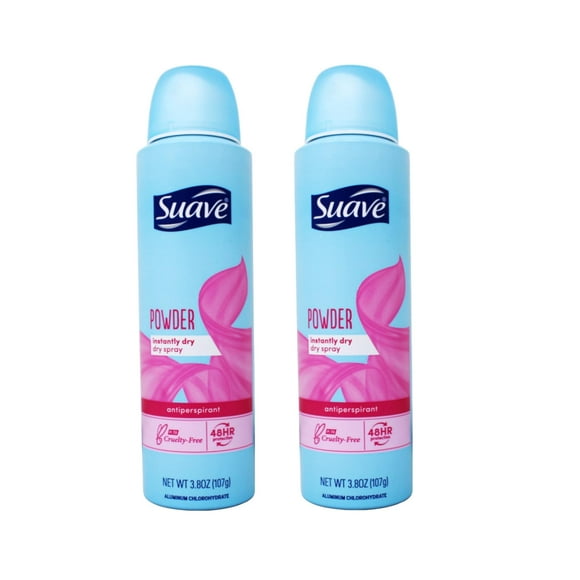 2 Pack - Suave Dry Spray Instantly Dry Powder Antiperspirant Deodorant, 3.8 oz