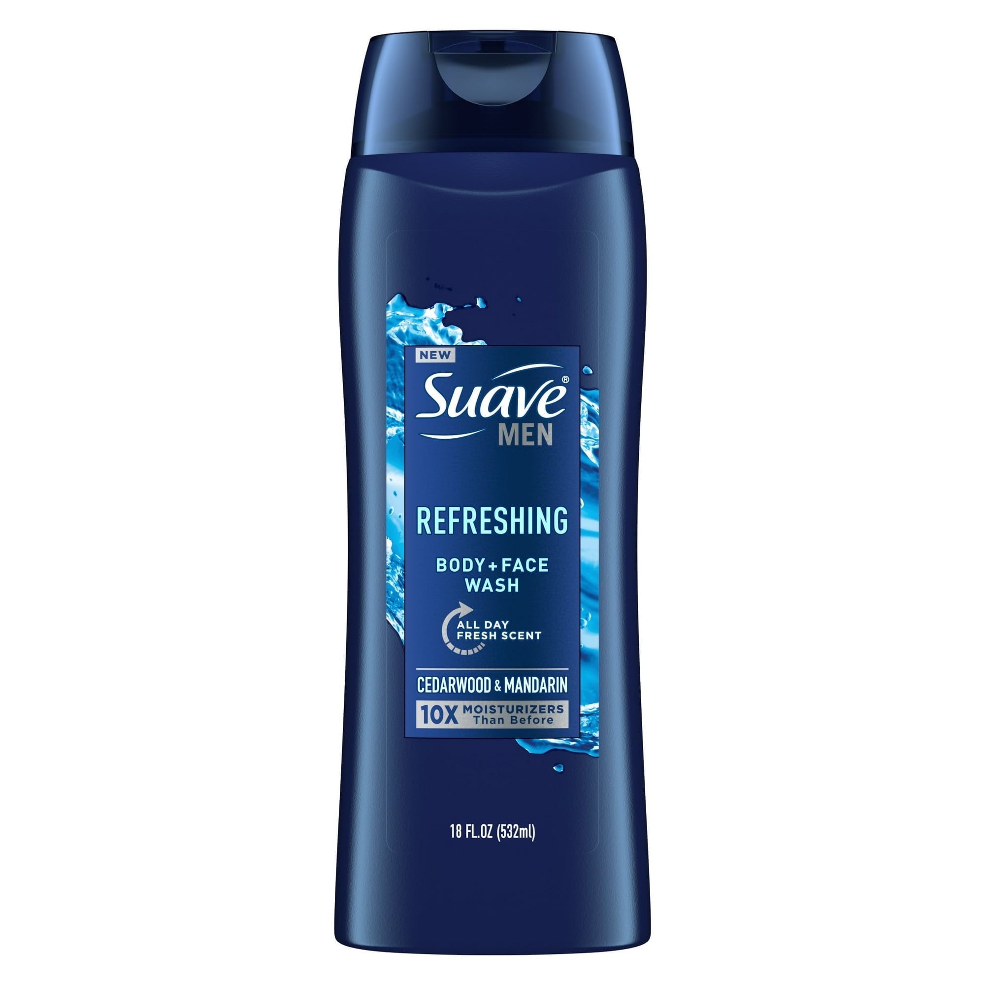 (2 Pack) Suave Men Body & Face Wash, Cedarwood and Mandarin, Refreshing, All Skin Types 18 fl oz
