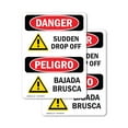 thumbnail image 1 of (2 Pack) Sudden Drop Off With Symbol Bilingual OSHA Danger Sign, 1 of 7