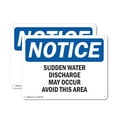 thumbnail image 1 of (2 Pack) Sudden Water Discharge May Occur Avoid This Area OSHA Notice Sign 18 Inch X 12 Inch Indoor / Outdoor Rust-Free Aluminum Metal Signs for Workplace, Workshop, and Construction Site, 1 of 8