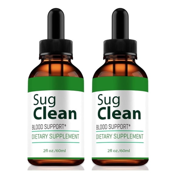 (2 Pack) Sug Clean Drops, SugClean Liquid Dropper Formula - Naturally Supports Healthy Circulation, Stable Levels and Energizes the Body, Official Gotas Review (60 Servings)