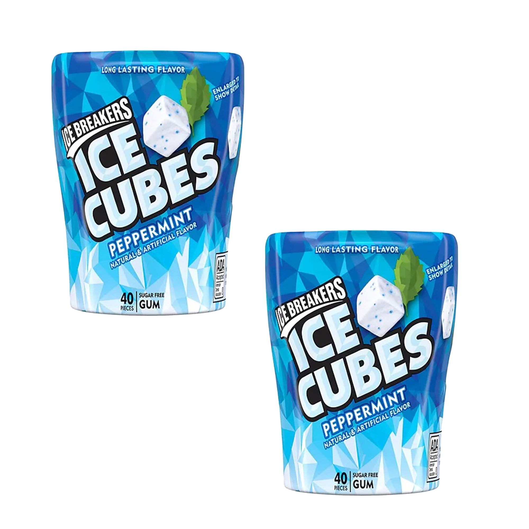 2 Pack SugarFree Chewing Gum Multipack Ice Cubes Peppermint Gum 40 Pieces Per Cup RADYAN